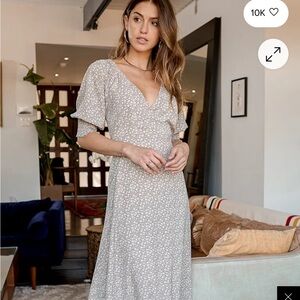 Times With You Sage Green Floral Print Puff Sleeve Midi Dress - Lulus midi dress